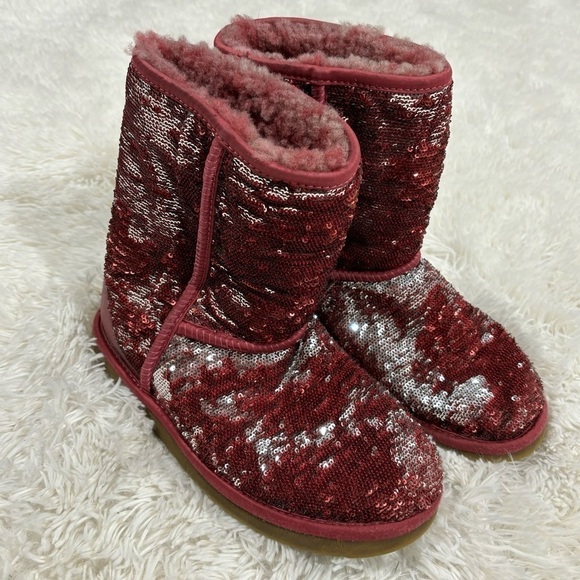 UGG Pink/Silver Sequin Boots EUC woman’s size 7 - Picture 4 of 10